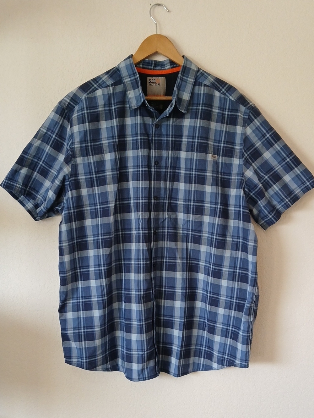 5.11 Tactical Blue Plaid Button Up Short Sleeve Top